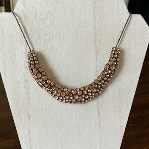 Peach tinted rhinestone statement necklace